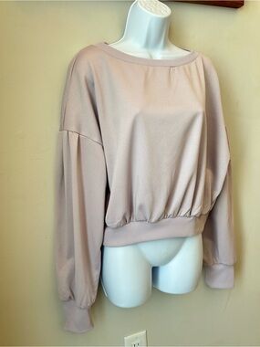 HALARA Light Dusty Pink Ribbed Neck Sweatshirt - Size Medium